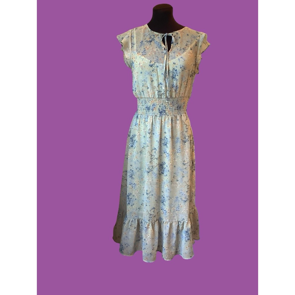 Green Floral Sheer Boho Peasant Dress By Gypsies & Moondust Sz S